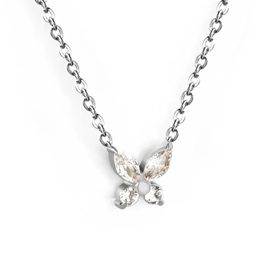Silver-Toned Butterfly Necklace with Sparkling Stones