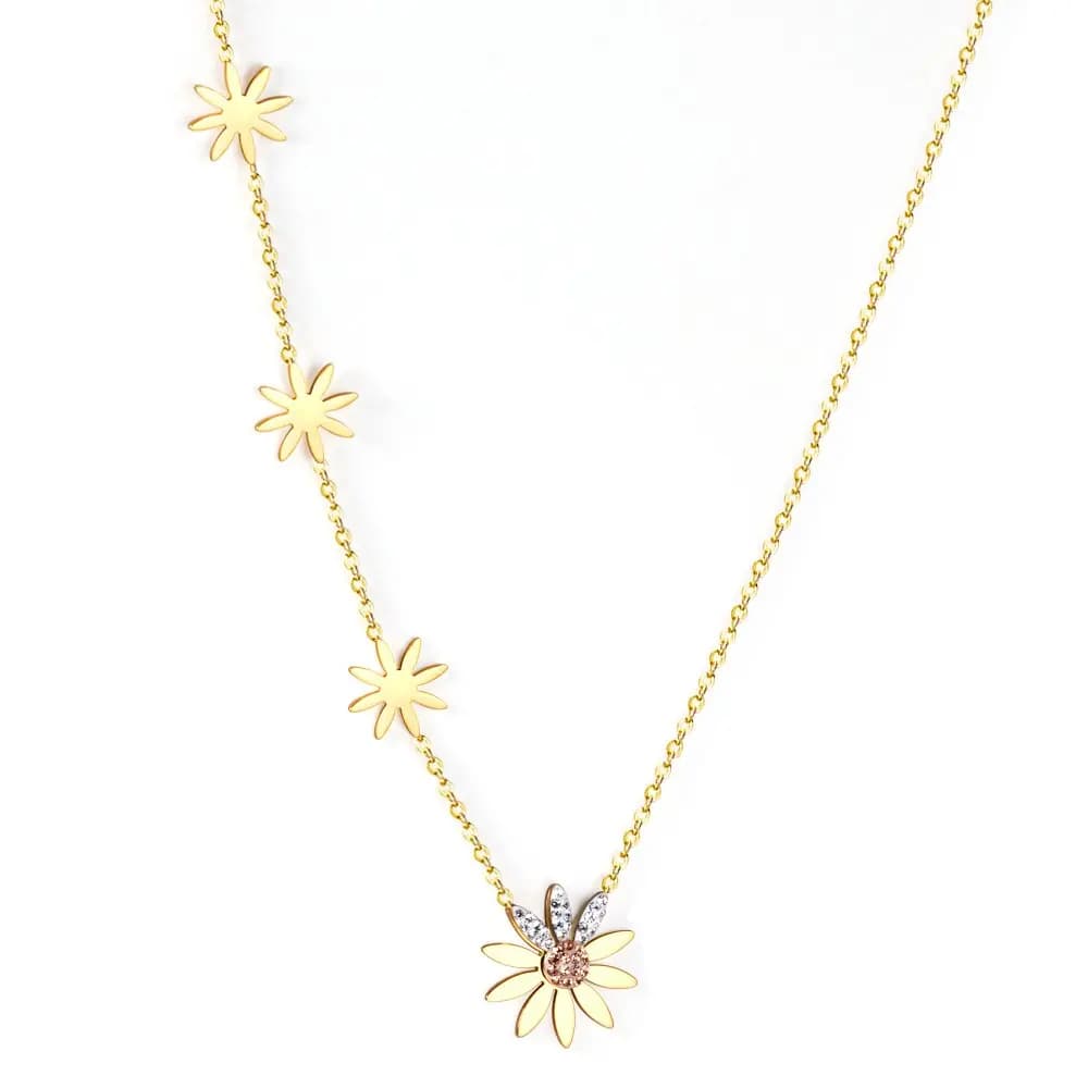 Floral Necklace with Sparkling Details