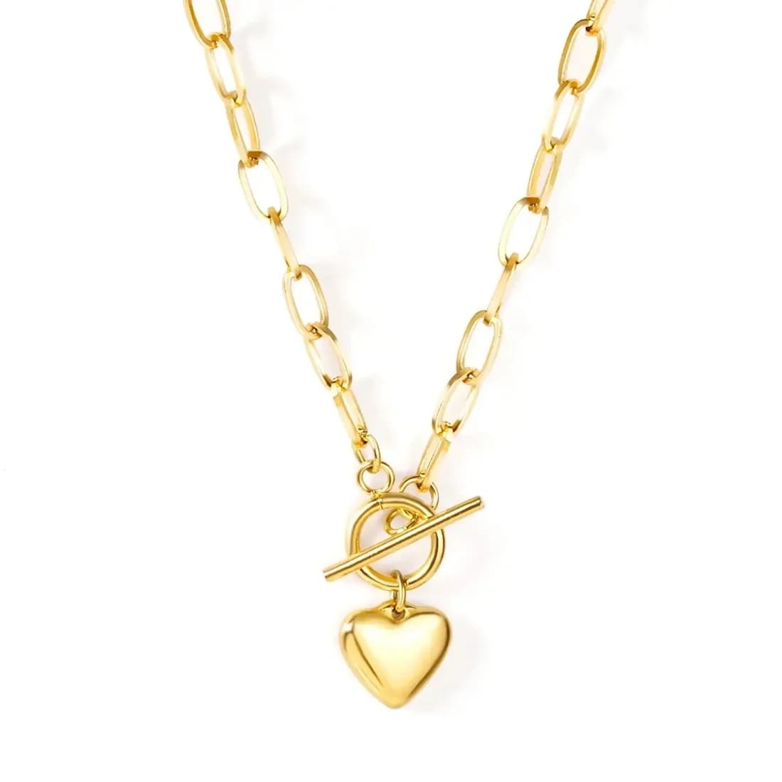 Heart Pendant Necklace with Toggle Clasp