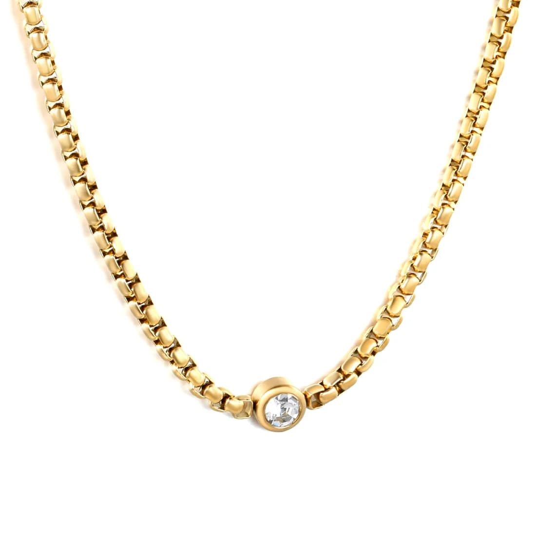 Halsband med rund glittrande sten