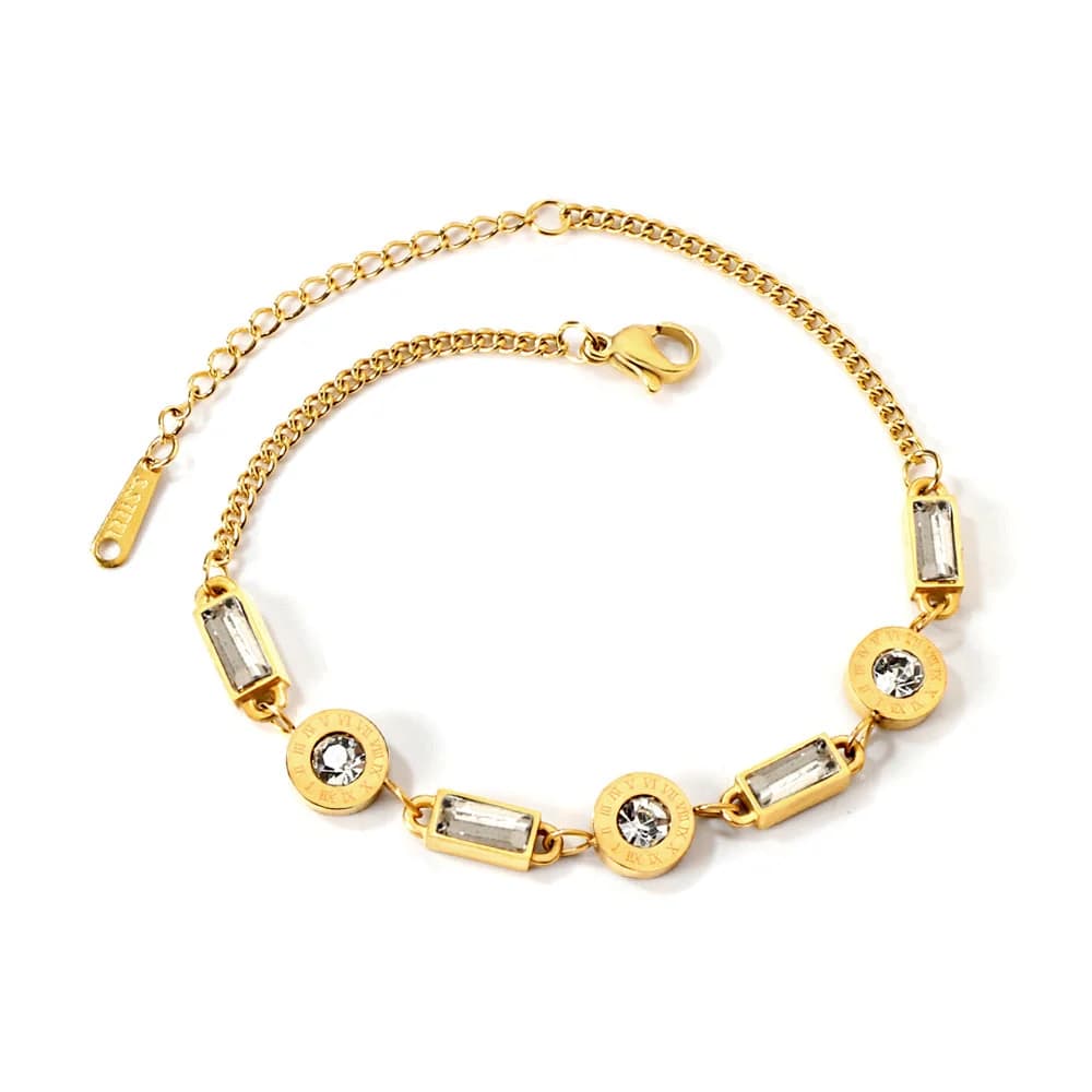 Gold-Toned Bracelet with Geometric Stone Details