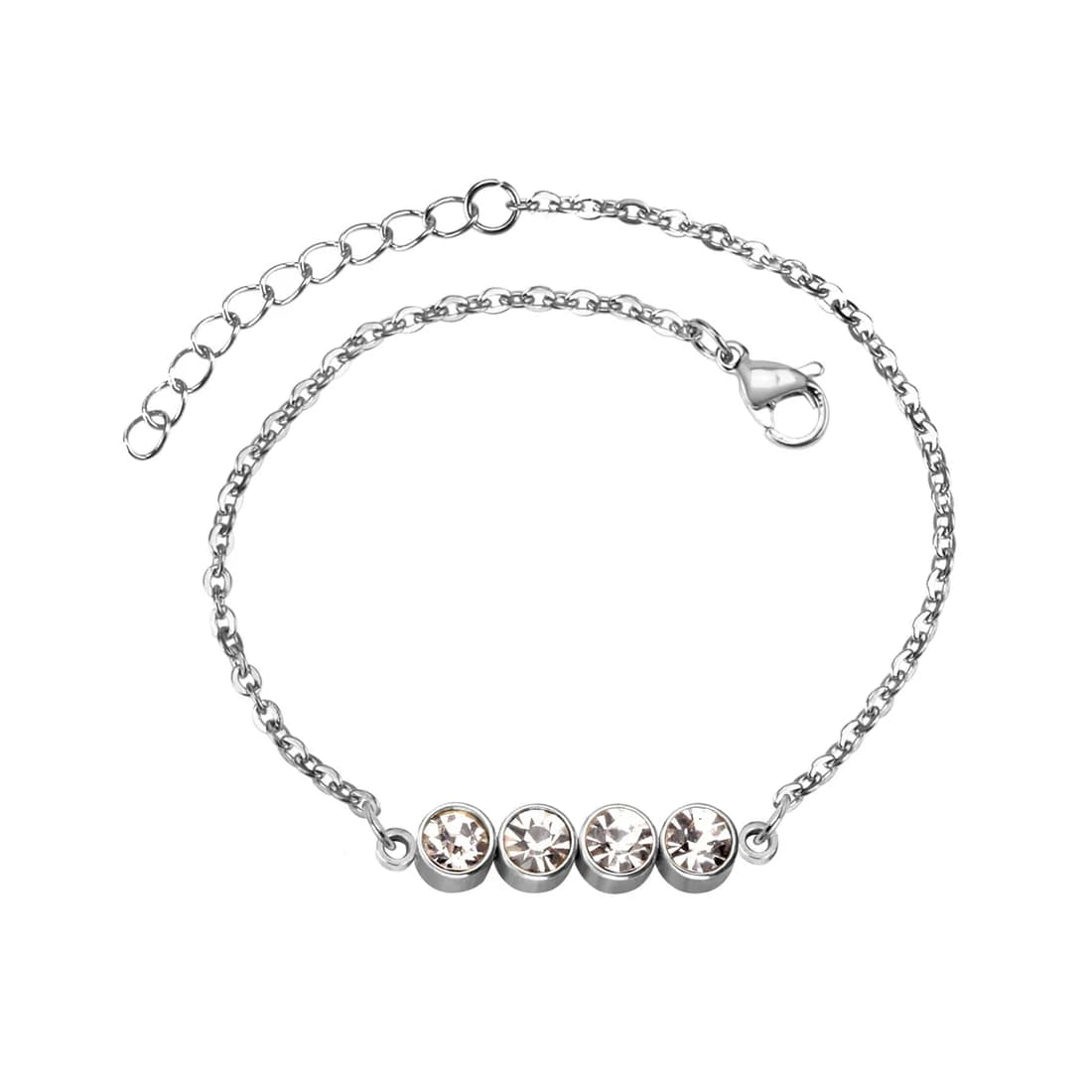 Silver-Toned Bracelet with Four Sparkling Stones