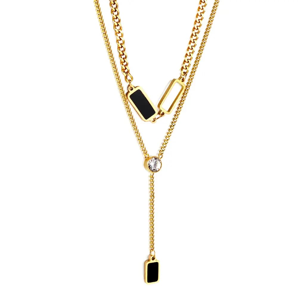 Double-Layer Necklace with Black Accents